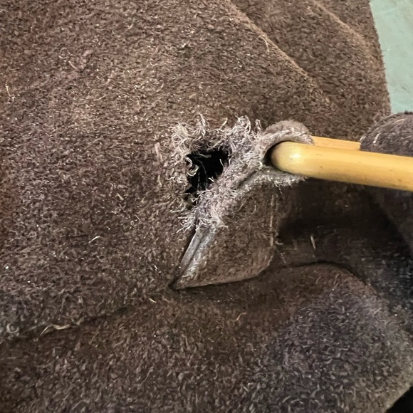 Suede festival Backpack/purse bag in dark brown with fringe - Picture 8 of 8